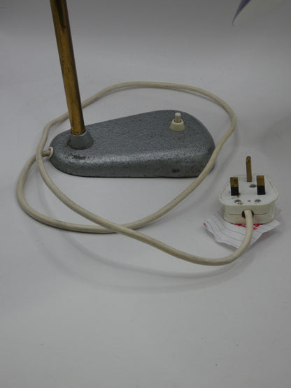 Vintage Mid-Century Modern Gooseneck Desk Lamp – Fully Tested – Adjustable Brass Arm & Metal Shade