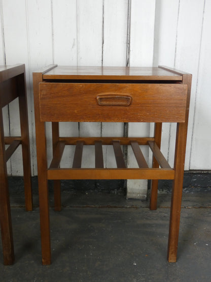 Pair of Vintage Meyer Mid-Century Modern Teak Bedside Tables / Nightstands – Danish Style