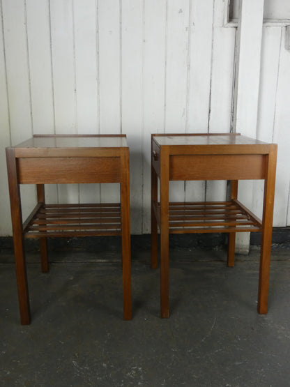 Pair of Vintage Meyer Mid-Century Modern Teak Bedside Tables / Nightstands – Danish Style