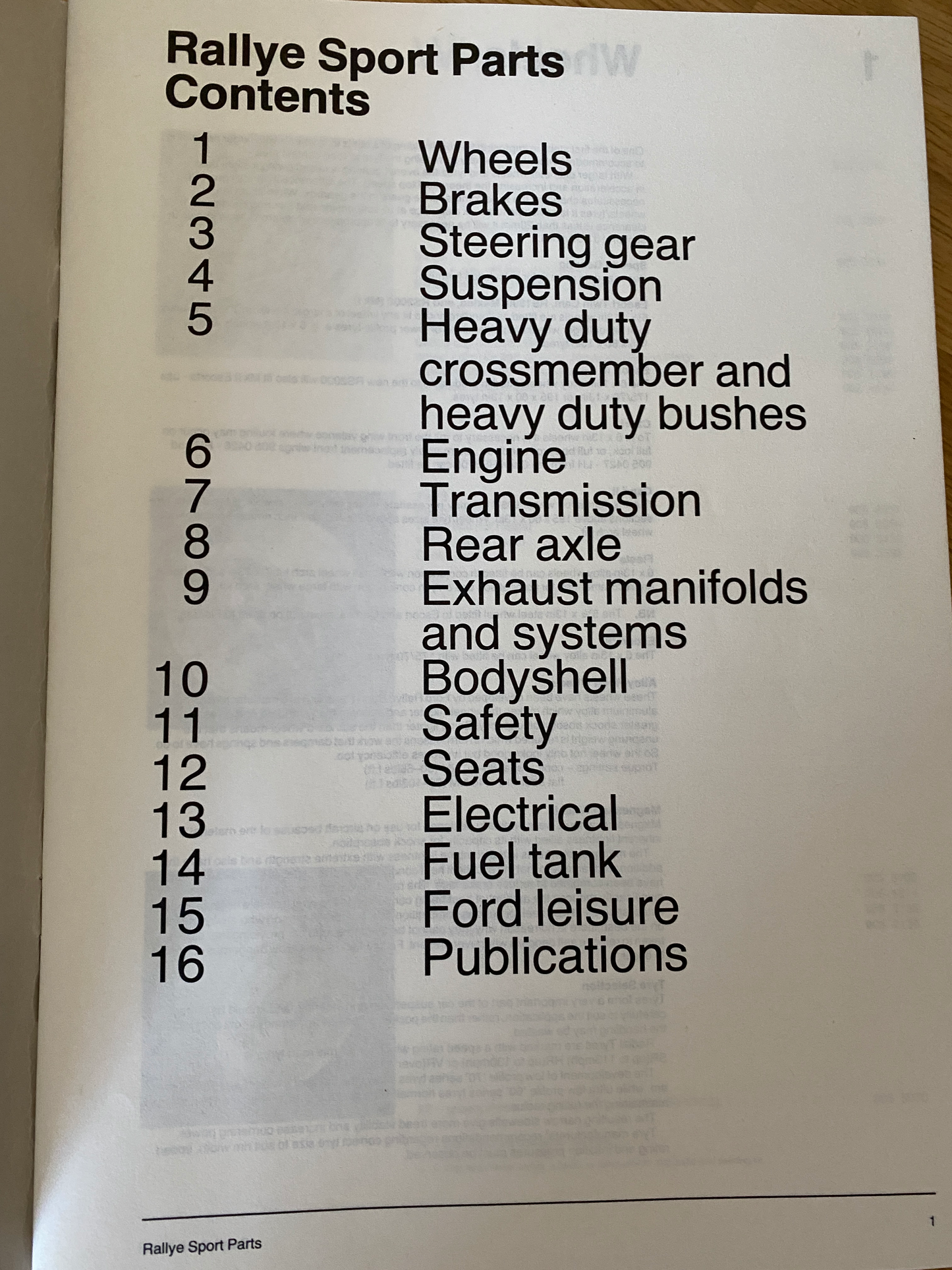 Ford Rallye Sport Parts RS Catalogue