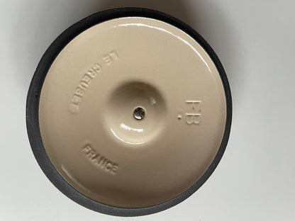 Brown Le Creuset lidded pan with handle 70s