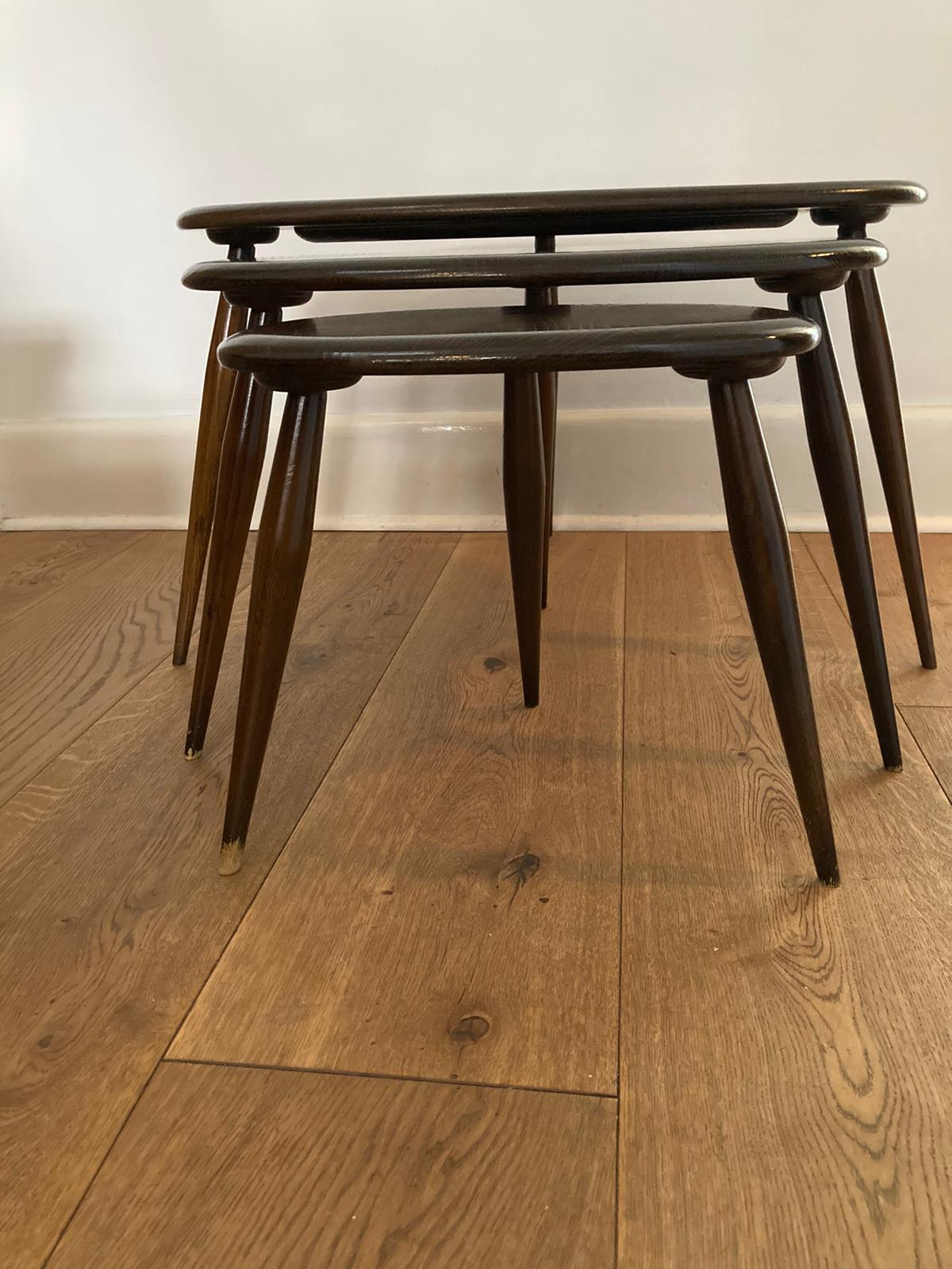 Vintage Retro Ercol Nest of Pebbles Model 354 Tables