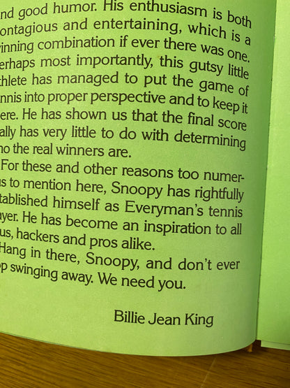 Snoopy's Tennis Book Charles M. Schulz Introduction by Billie Jean King 1979