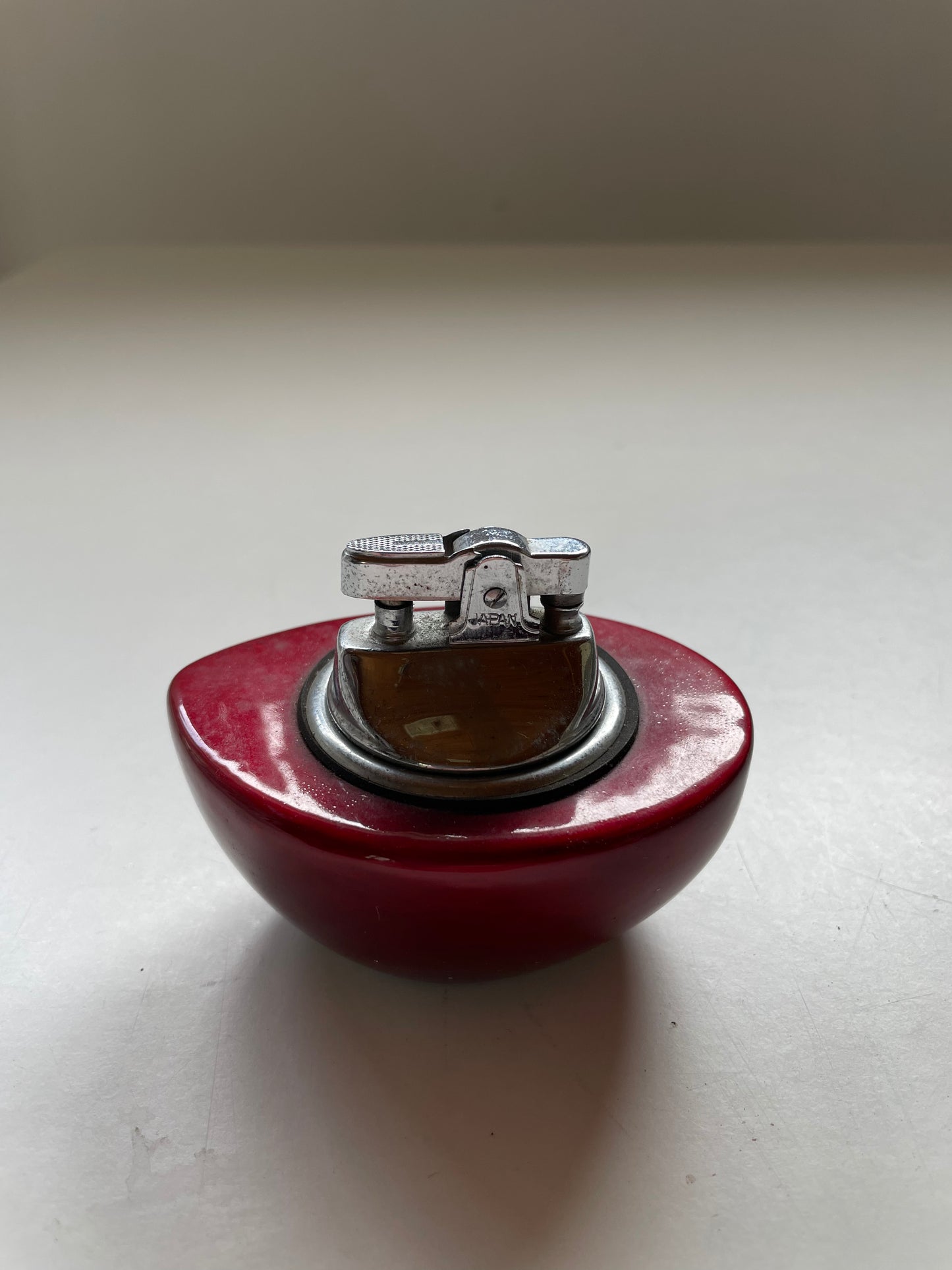 Peacock design red lighter Japanese Mid century