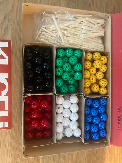 Vintage Retro German Construction Toy KUGELI School Box Set & Instructions 1960