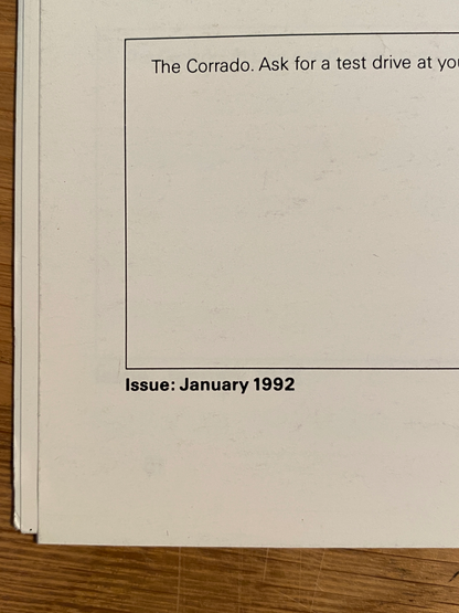 The  VW Corrado - G60 Jan 1992 sales Brochure