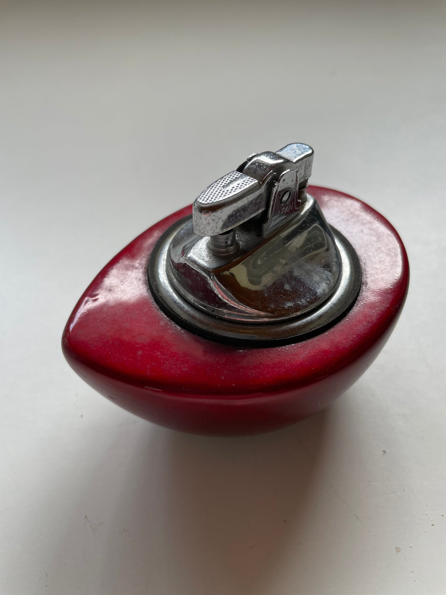 Peacock design red lighter Japanese Mid century