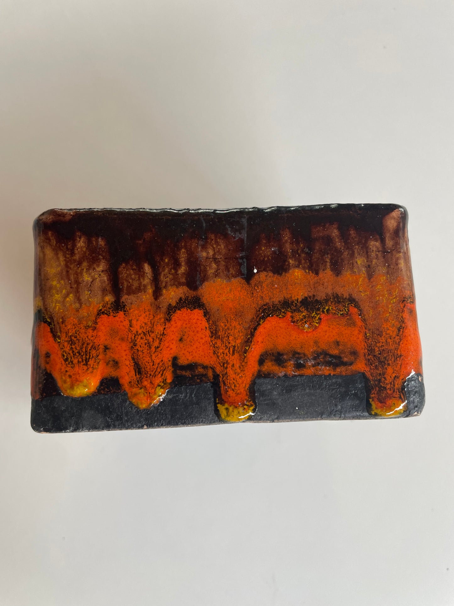 Italian Coloured ceramic  trinket box with lid 60s