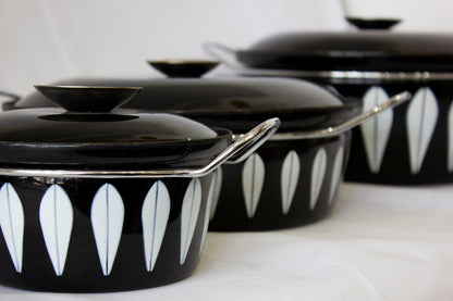 Cathrineholm Pots - NEW OLD STOCK Black / White  Rare WOW