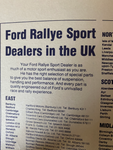 Ford Rallye Sport Parts RS Catalogue