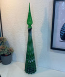 Vintage MCM Genie Bottle, Italian Empoli Rossini, Green  Decanter Glass Candy striped