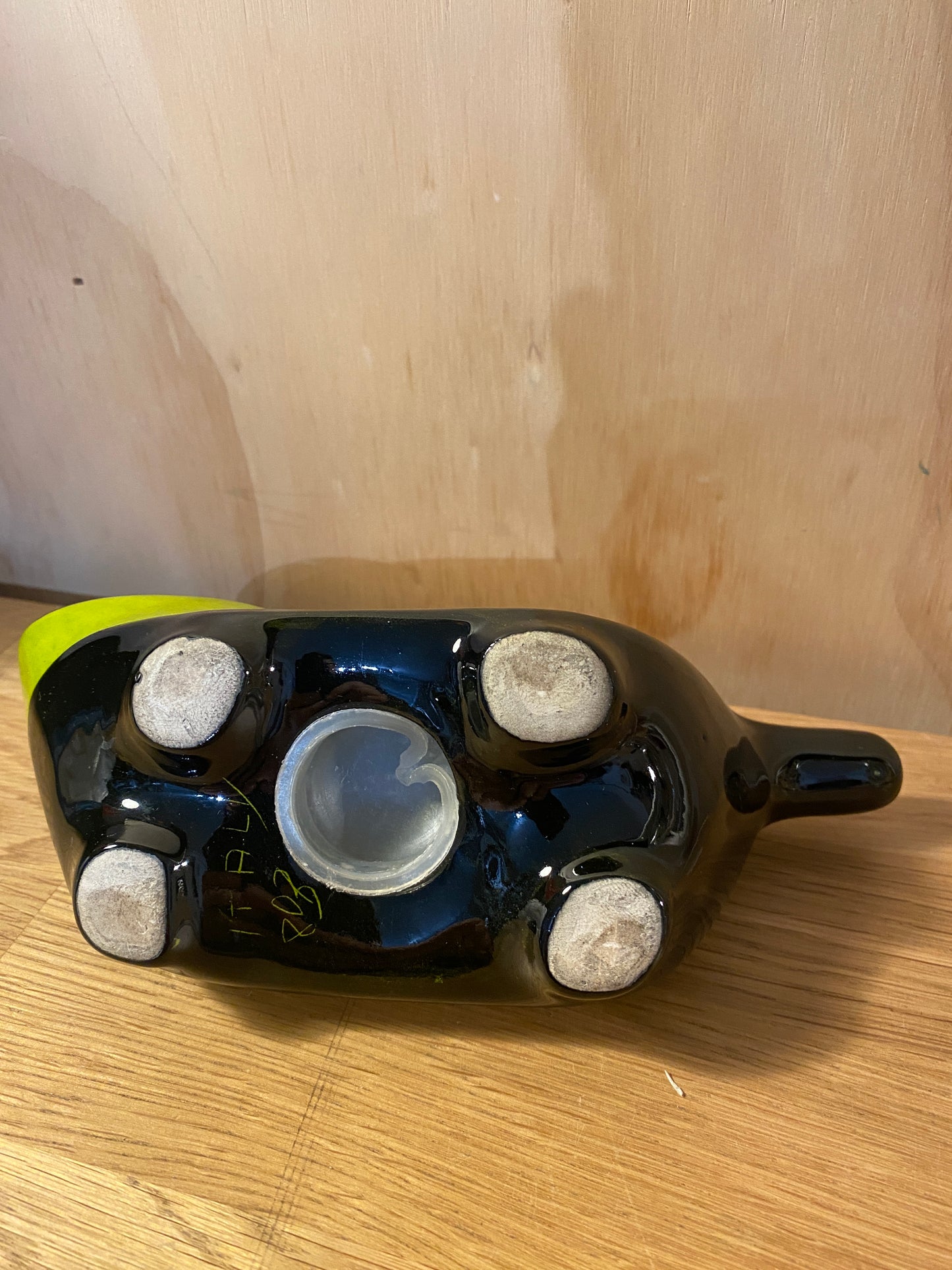 Vintage Mid century Modern Baldelli figural lime green Cat bank Italian ceramic MCM