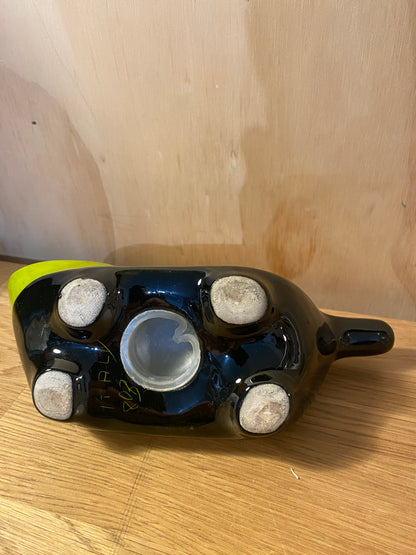 Vintage Mid century Modern Baldelli figural lime green Cat bank Italian ceramic MCM