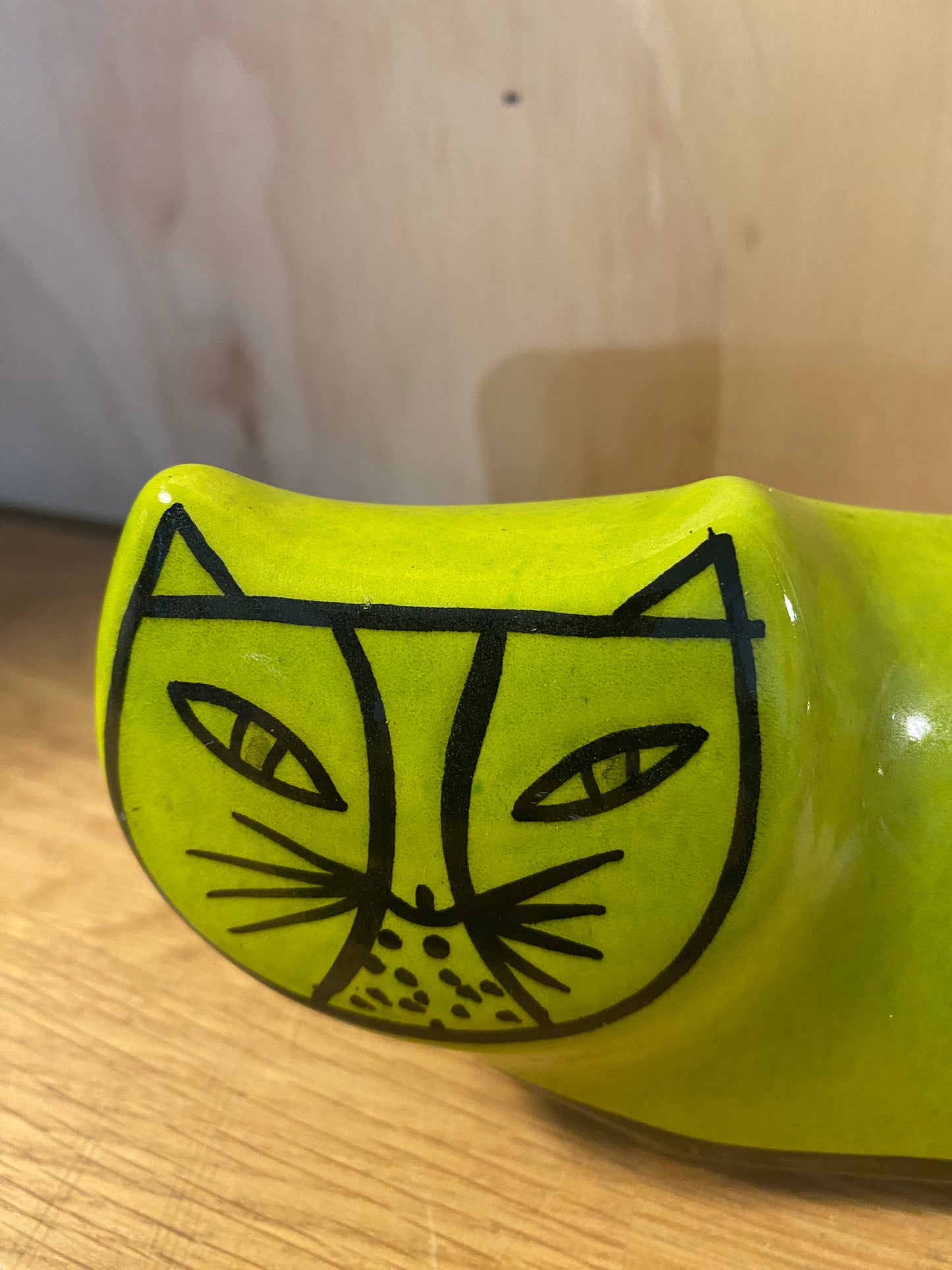 Vintage Mid century Modern Baldelli figural lime green Cat bank Italian ceramic MCM