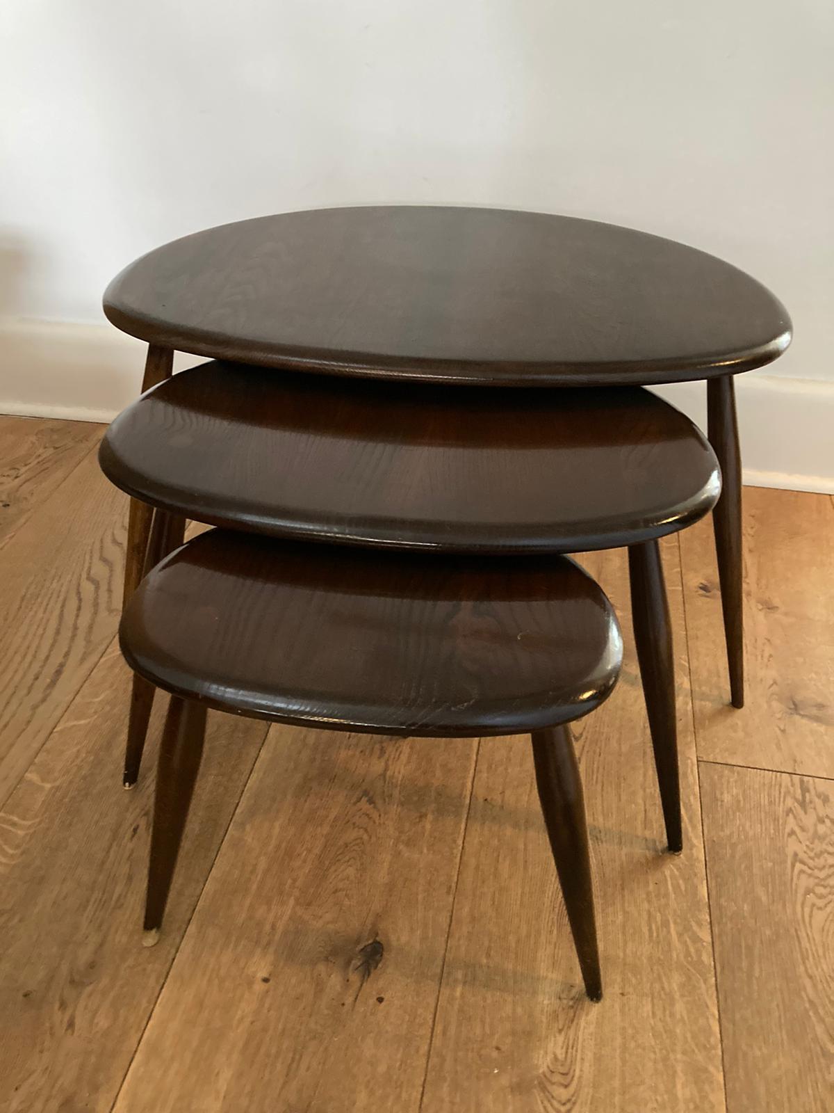 Vintage Retro Ercol Nest of Pebbles Model 354 Tables