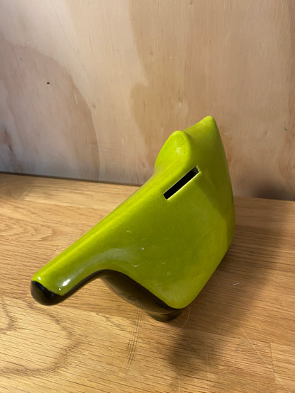 Vintage Mid century Modern Baldelli figural lime green Cat bank Italian ceramic MCM
