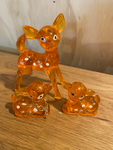 Retro Orange Clear 60s Family of Deer