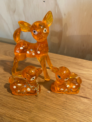 Retro Orange Clear 60s Family of Deer