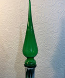 Vintage MCM Genie Bottle, Italian Empoli Rossini, Green  Decanter Glass Candy striped