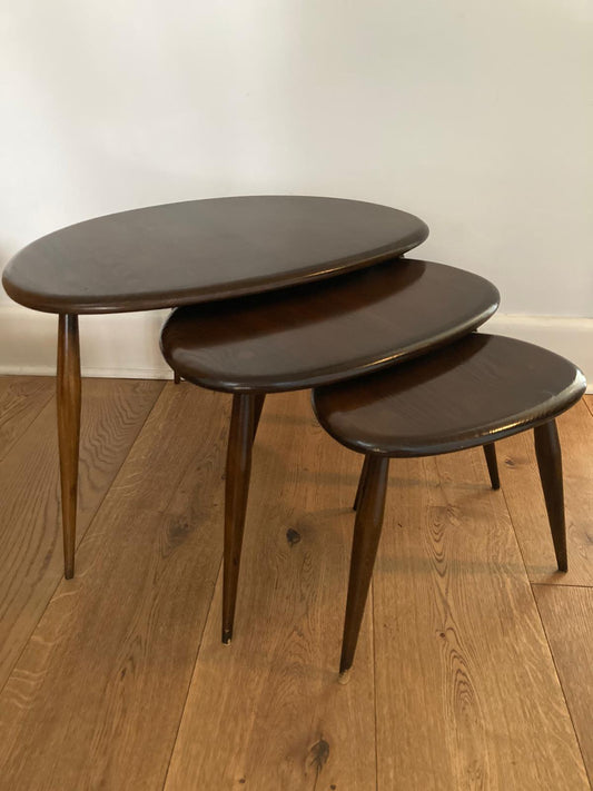 Vintage Retro Ercol Nest of Pebbles Model 354 Tables