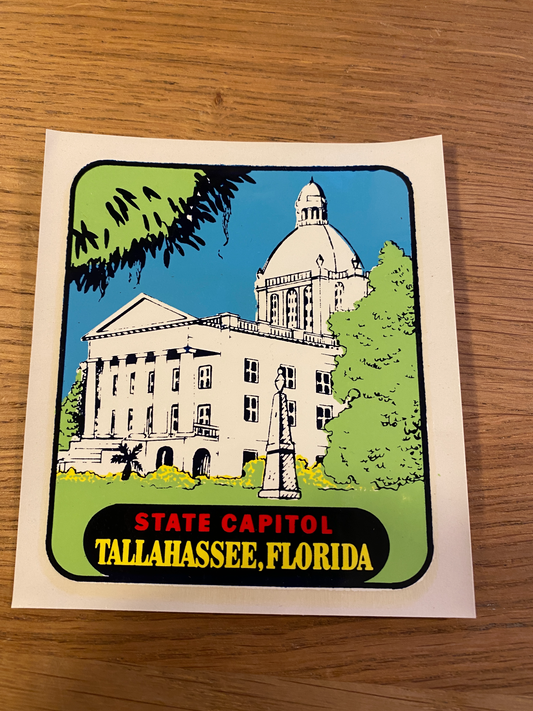 Vintage American waterslide  travel sticker - Tallahassee Florida
