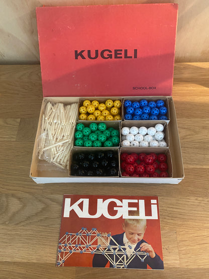 Vintage Retro German Construction Toy KUGELI School Box Set & Instructions 1960