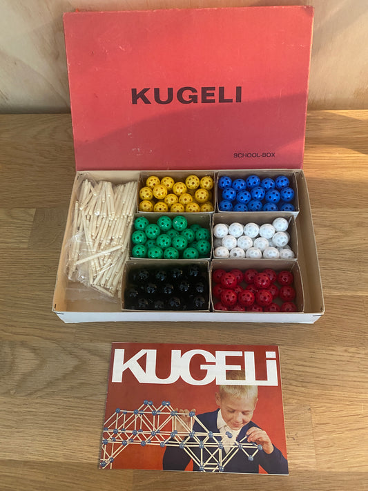 Vintage Retro German Construction Toy KUGELI School Box Set & Instructions 1960