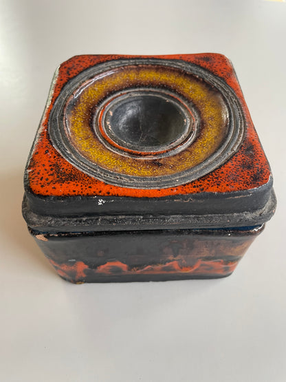 Italian Coloured ceramic  trinket box with lid 60s