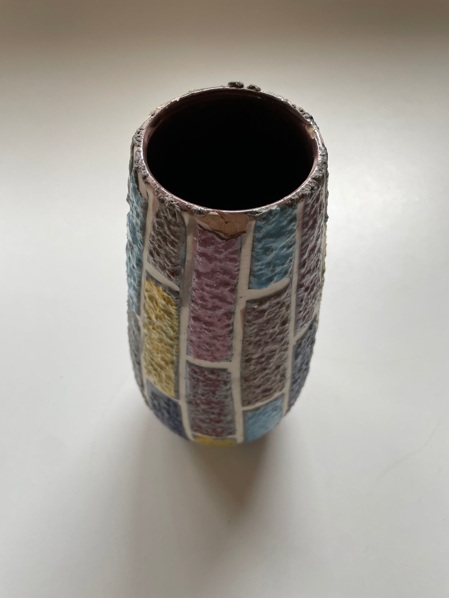 Multi-coloured block vase - Italian