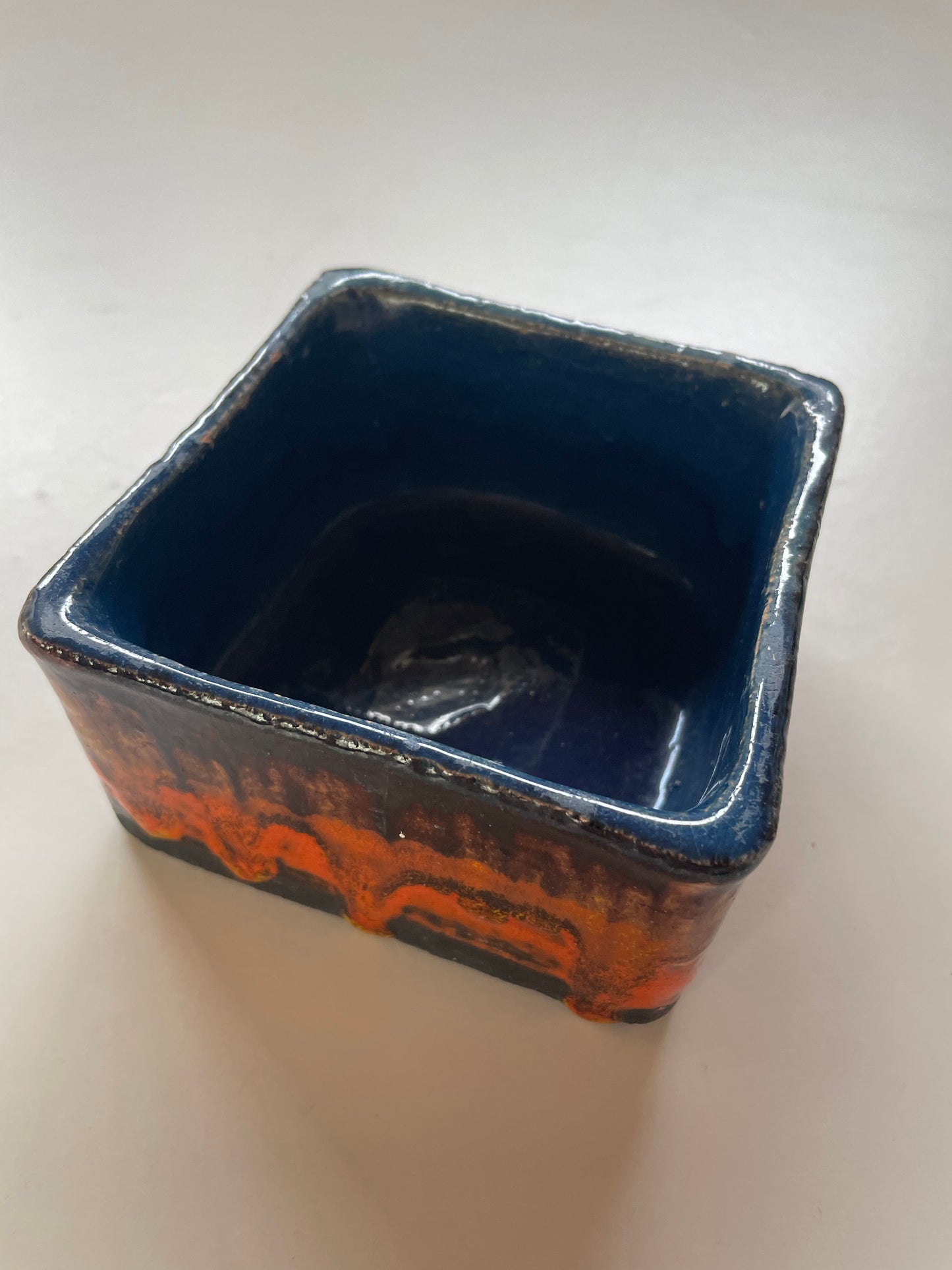 Italian Coloured ceramic  trinket box with lid 60s