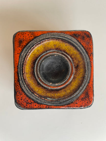Italian Coloured ceramic  trinket box with lid 60s
