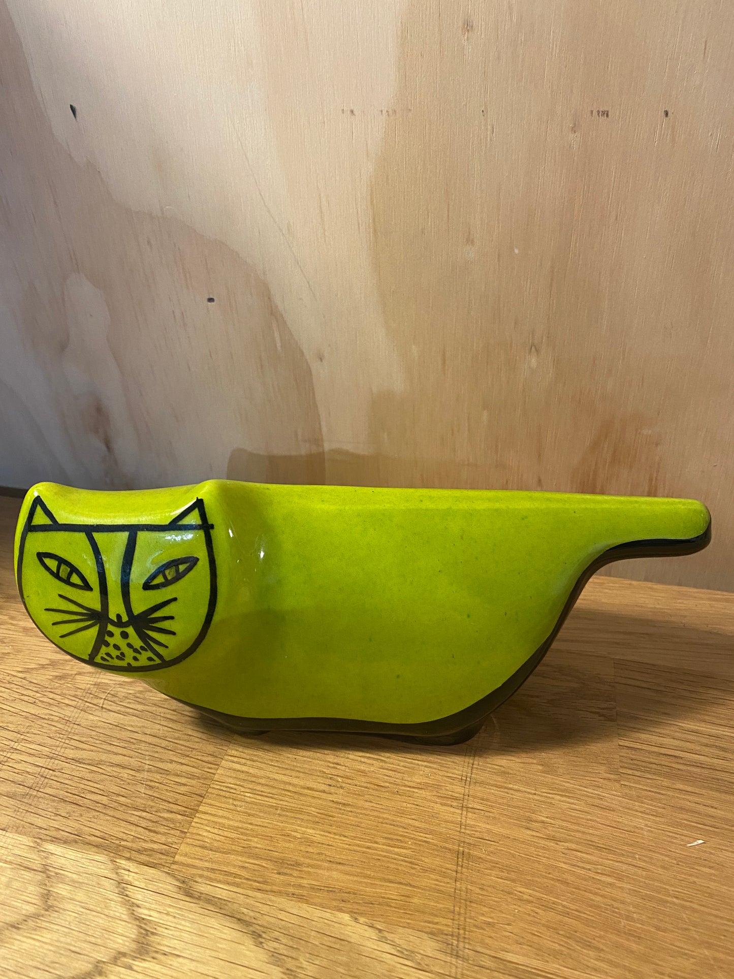 Vintage Mid century Modern Baldelli figural lime green Cat bank Italian ceramic MCM