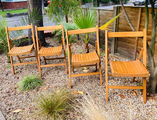 50s Solid wood fold up chairs