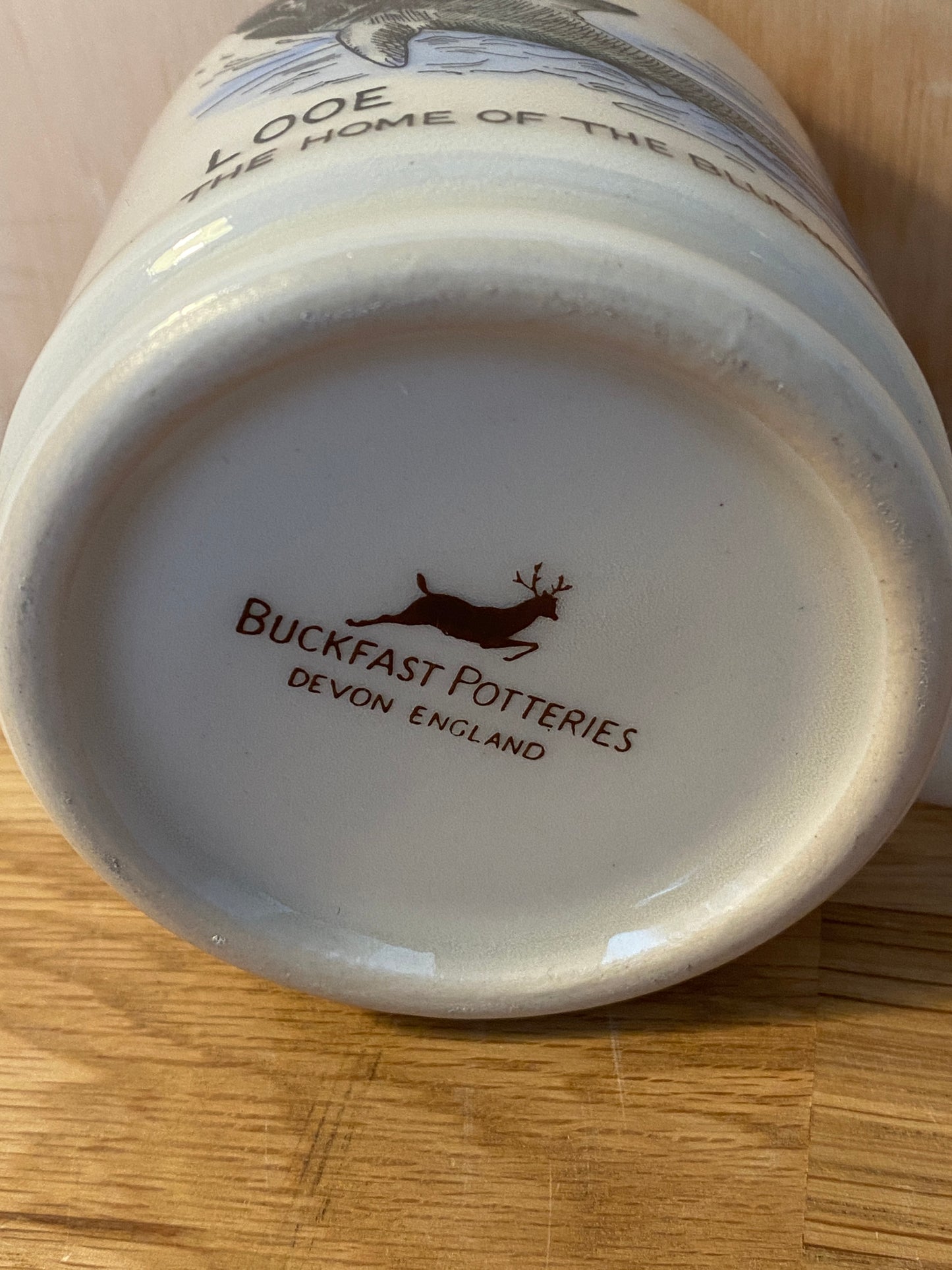 Buckfast Potteries Devon  - Looe  Mug  " The Home of the Bluenose Shark!"