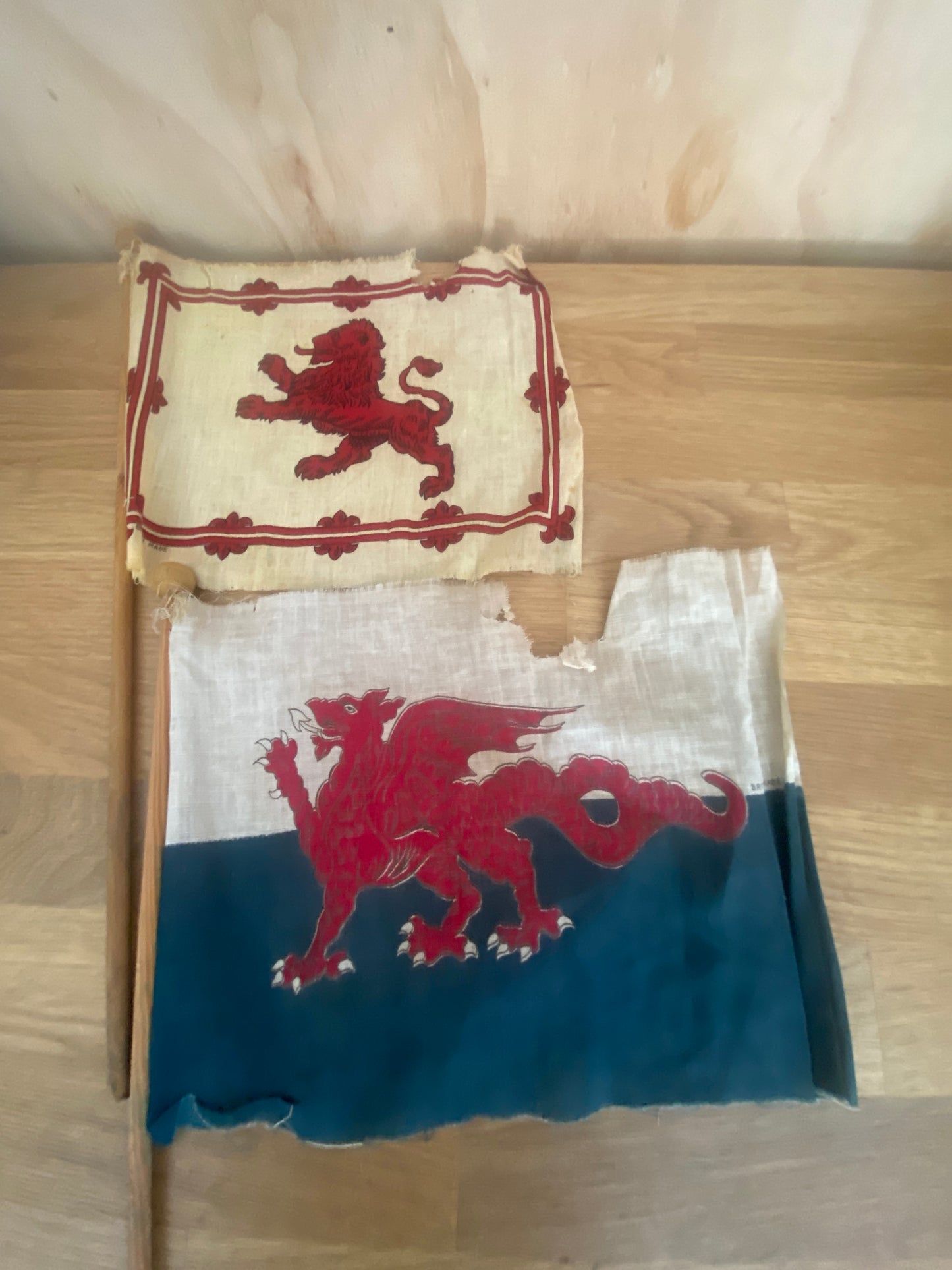 Vintage Welsh & Scottish hand flags