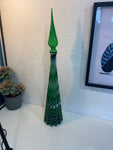 Vintage MCM Genie Bottle, Italian Empoli Rossini, Green  Decanter Glass Candy striped