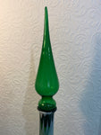 Vintage MCM Genie Bottle, Italian Empoli Rossini, Green  Decanter Glass Candy striped