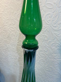 Vintage MCM Genie Bottle, Italian Empoli Rossini, Green  Decanter Glass Candy striped