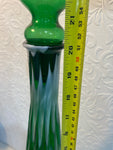 Vintage MCM Genie Bottle, Italian Empoli Rossini, Green  Decanter Glass Candy striped