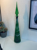 Vintage MCM Genie Bottle, Italian Empoli Rossini, Green  Decanter Glass Candy striped