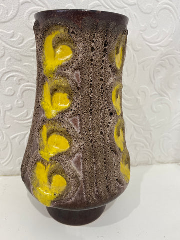 German Lava style Vase - Yellow / Brown 60s