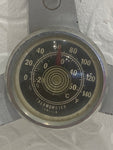 Mid Century Faux wood steering wheel -  wall thermometer  - 60s