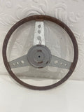 Mid Century Faux wood steering wheel -  wall thermometer  - 60s