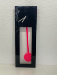 80s Black and neon pink wall clock with pendulum