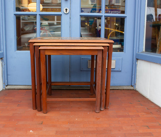 Mid Century  Teak n Tiled  nest of Tables set of 3 Moblerfabrikken Toften