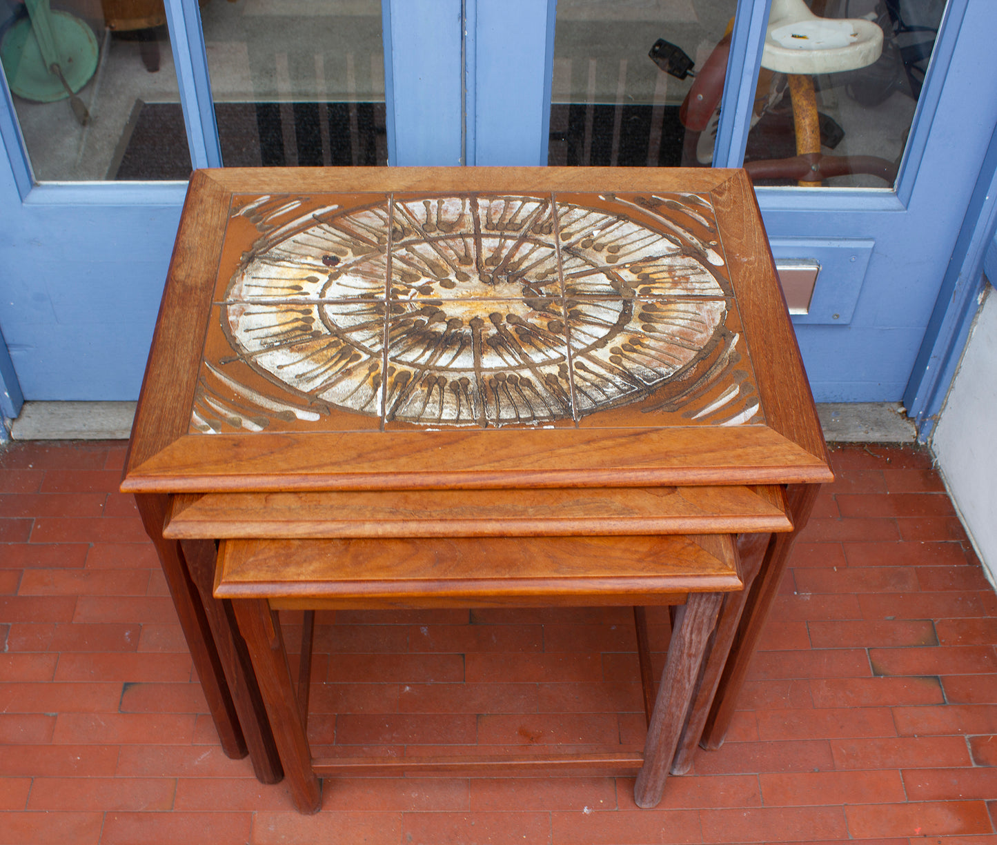 Mid Century  Teak n Tiled  nest of Tables set of 3 Moblerfabrikken Toften