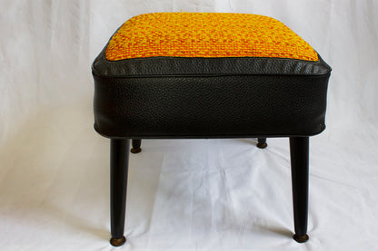 60s Black Foot Stool - orange and black  - Sherborne