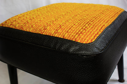 60s Black Foot Stool - orange and black  - Sherborne