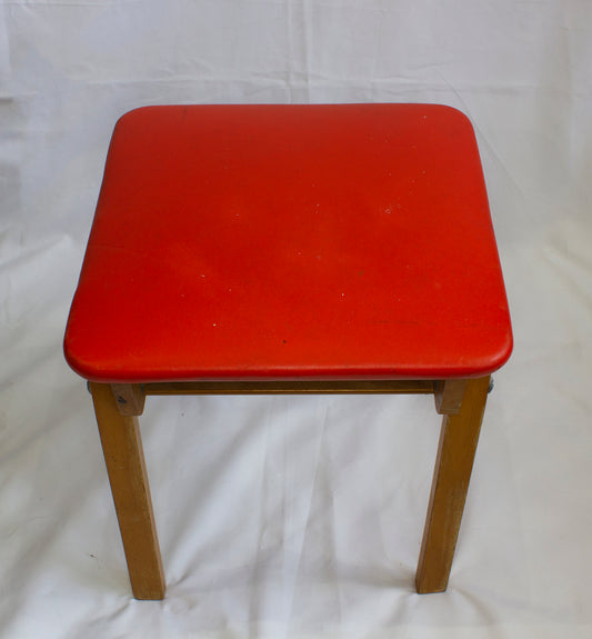 Orange Stool with shelf underneath  60s