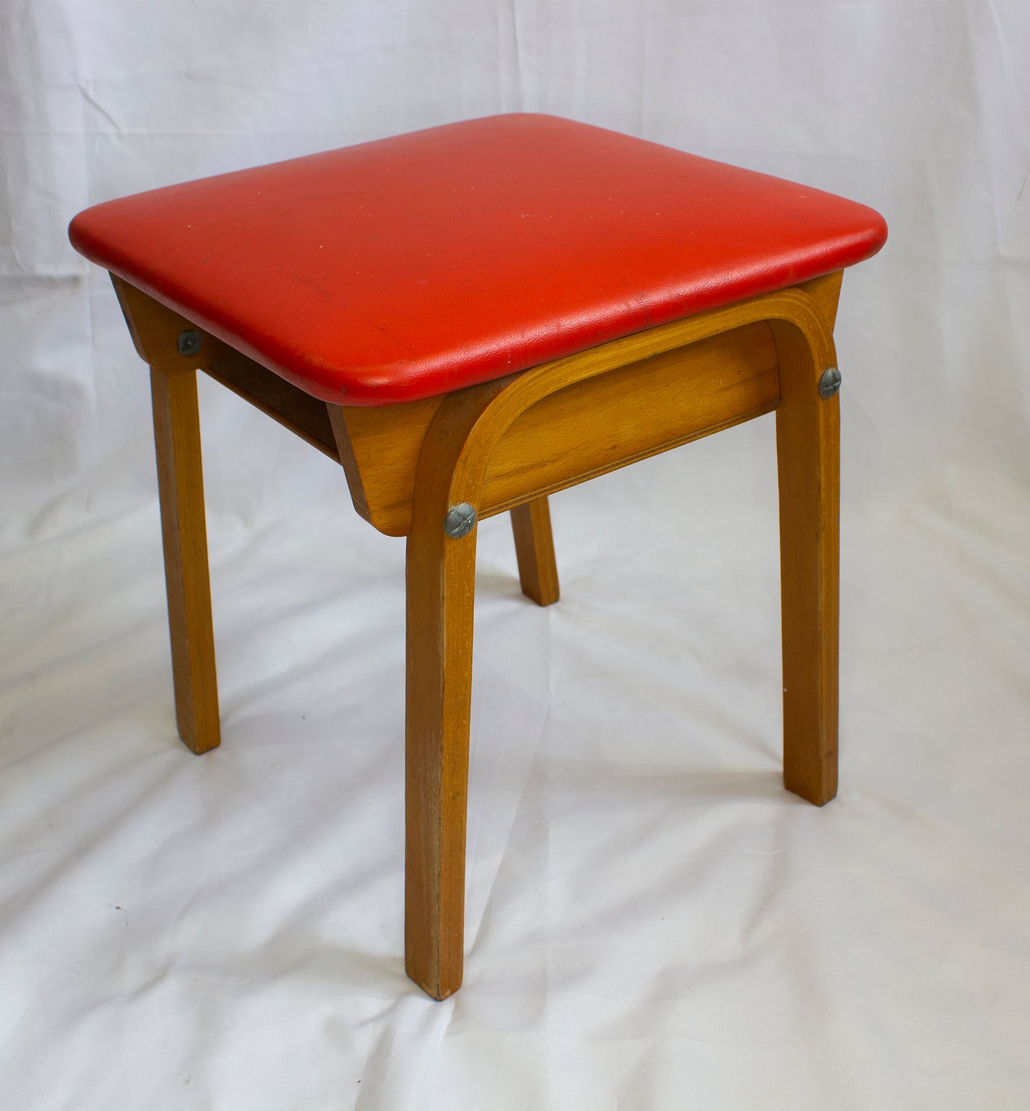 Orange Stool with shelf underneath  60s